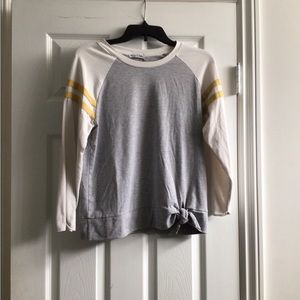 ten sixty sherman girls long sleeve baseball tee with tie front - size girls xl